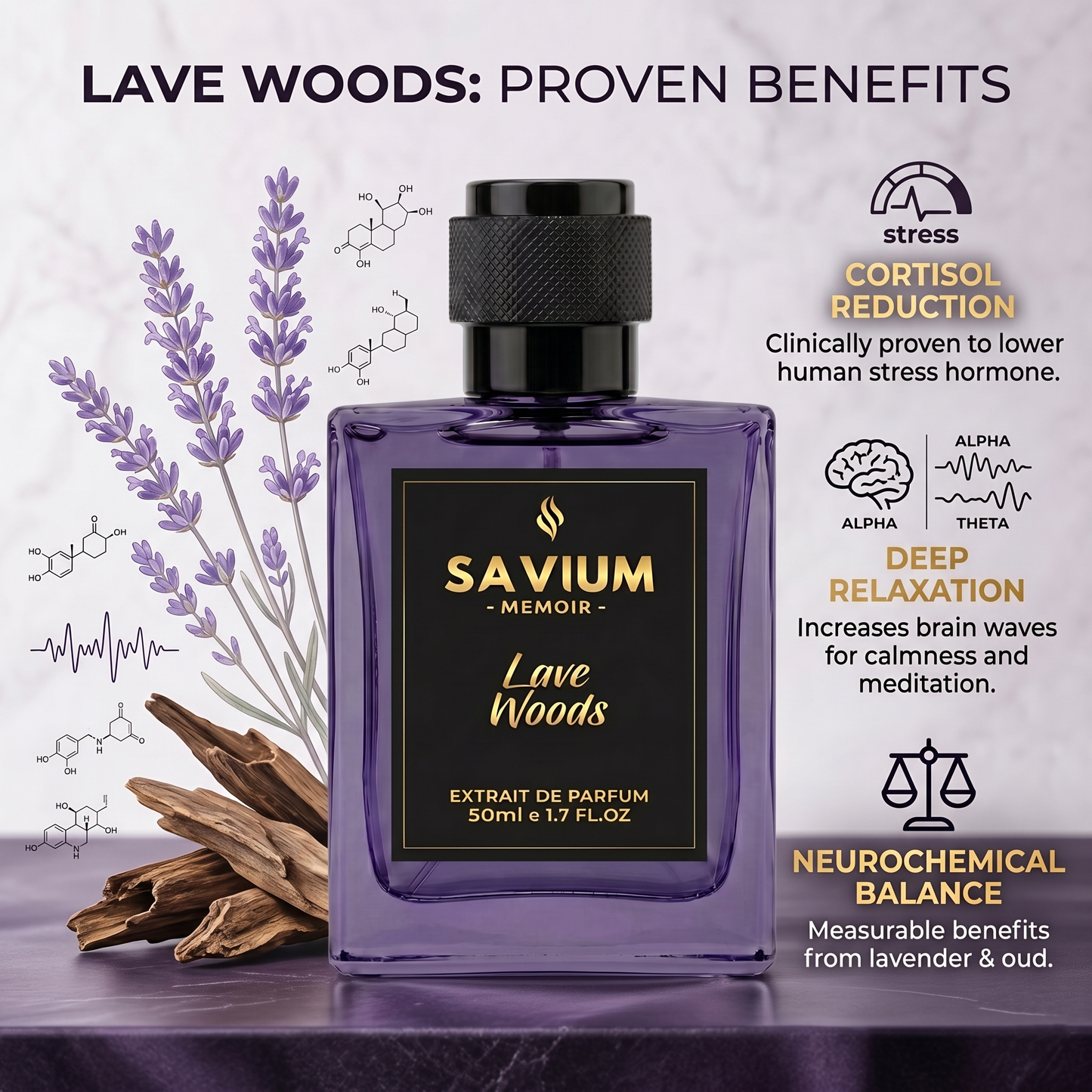 Savium - Lave Woods- 50ml - Extrait de Parfum - Lavender Oud